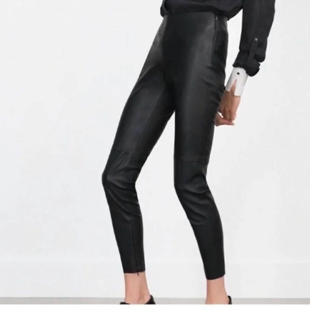 Zara Black Skinny Leather Pants